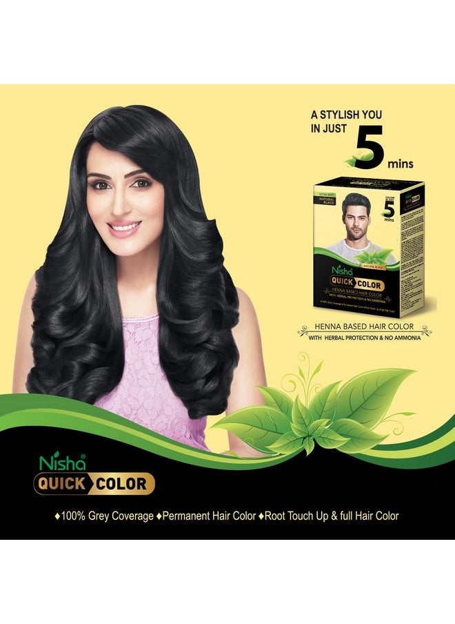 5 Minutes Quick Hair Colour For Women & Men | Henna Based Hair Color | 100% Gray Coverage With No Ammonia- Black (Pack Of 3)