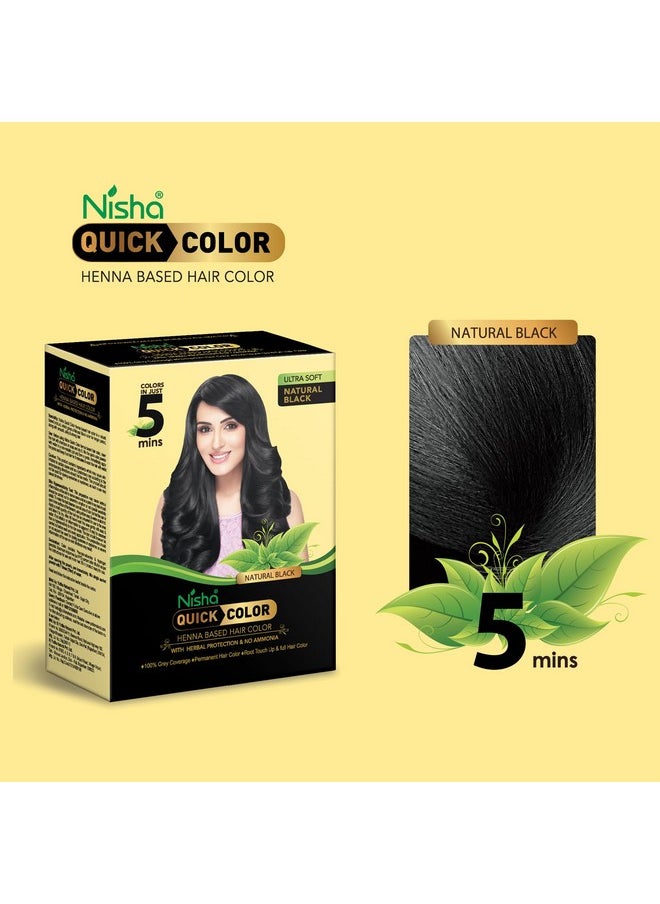 5 Minutes Quick Hair Colour For Women & Men | Henna Based Hair Color | 100% Gray Coverage With No Ammonia- Black (Pack Of 3)