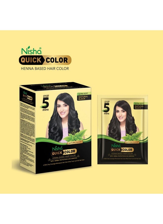 5 Minutes Quick Hair Colour For Women & Men | Henna Based Hair Color | 100% Gray Coverage With No Ammonia- Black (Pack Of 3)