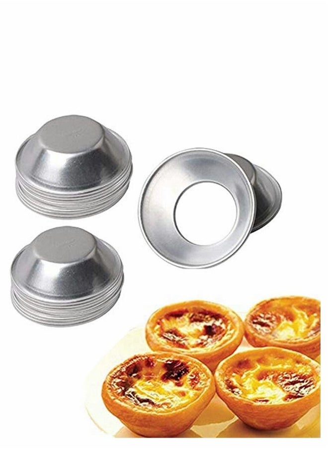 25 Pack Egg Tart Moulds Tiny Pie Tartlets Dessert Mould Pans Tin Puto Cup Bakeware Muffin Cupcake Cake Cookie Baking Tool, Round Resuable Nonstick