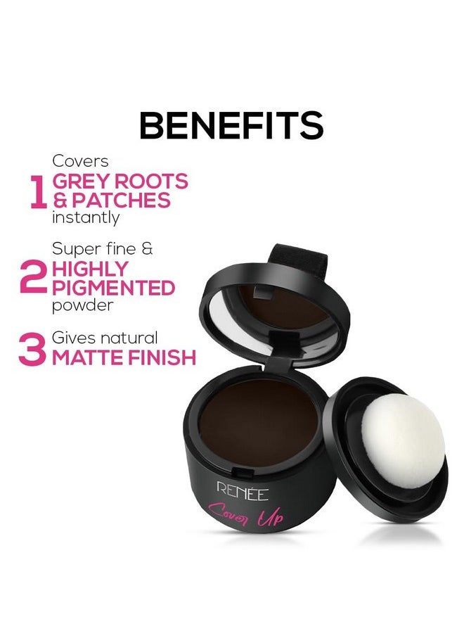 Cover-Up Hair Powder- Brown, Helps Cover Grey Roots & Bald Spots Instantly, Highly Pigmented, Fuller And Denser, Long-Lasting & Matte Finish, Super-Fine Powder For Flawless Application, 4Gm