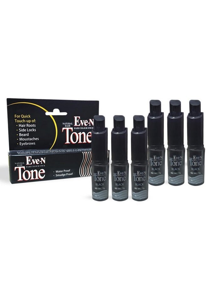 Tru Tone Semi Permanent Hair Dye Stick I 7G Each I Black (Black, Pack Of 6) Semi Permanent Hair Dye Stick