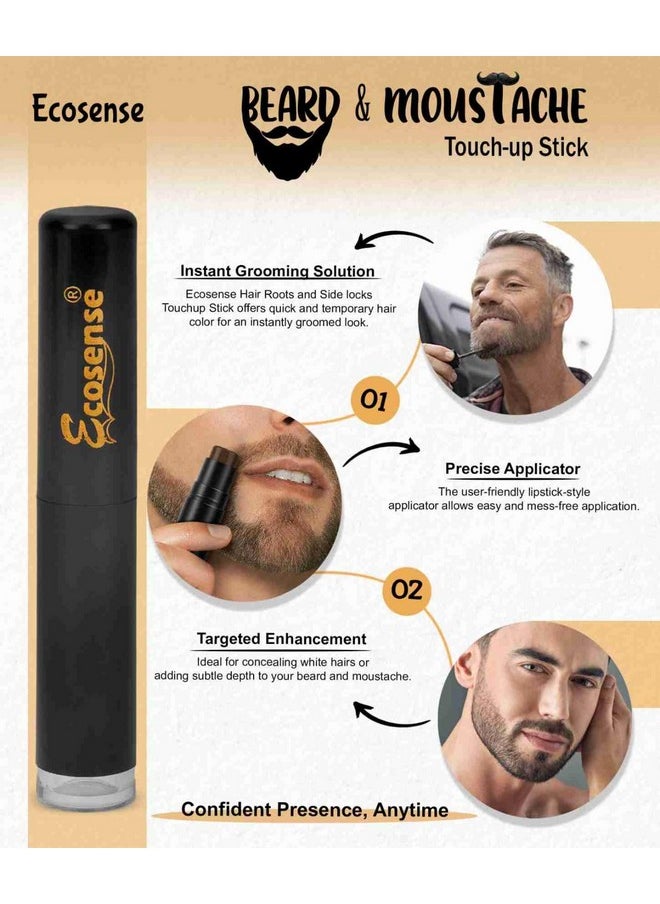 Beard & Moustache Touchup Stick: Instant Temporary Beard Perfection | Black Color Pencil For Men, Beard Pen, Beard Dye For Long Lasting Coverage, Mustache 3 Gm