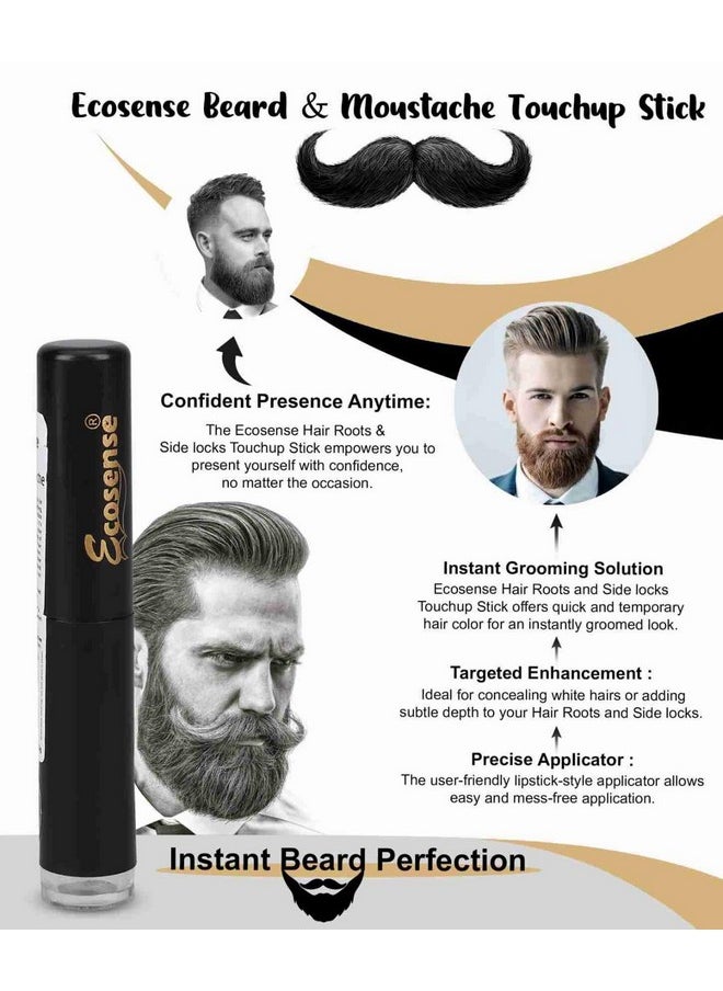 Beard & Moustache Touchup Stick: Instant Temporary Beard Perfection | Black Color Pencil For Men, Beard Pen, Beard Dye For Long Lasting Coverage, Mustache 3 Gm