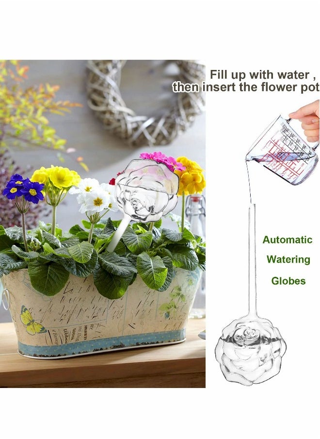 Plant Watering Globes, Large Self Globes Plastic PVC Bulbs Houseplants Indoor Plants Potted Rose-shaped (6 Piece )