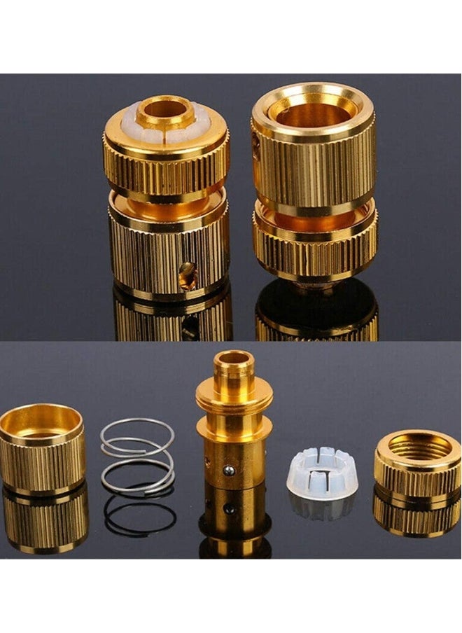 Hose Connector, 4Pcs Brass 1/2 Inch Garden Hose Connector Garden Watering Water Tap Hose Adaptor Fitting