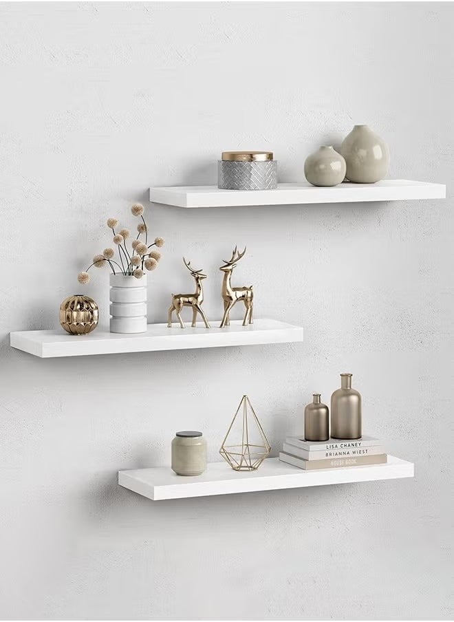 White Three-Layer Floating Shelves, Decorative Wall Shelves, Bathroom Hanging Set, Kitchen Living Room/Kitchen/Bedroom Storage