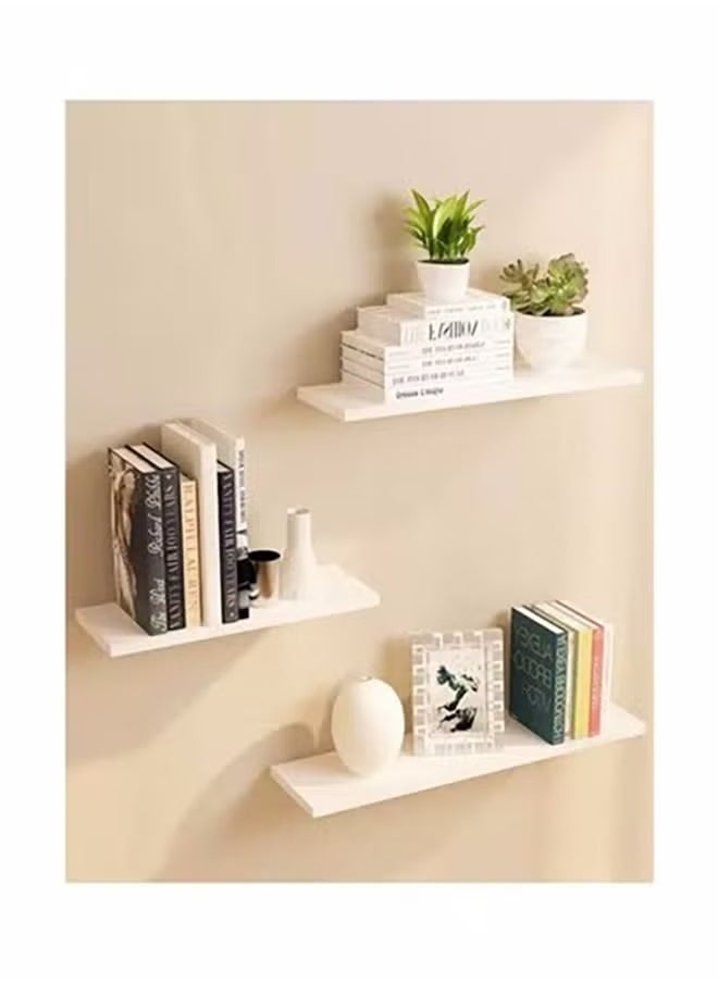 White Three-Layer Floating Shelves, Decorative Wall Shelves, Bathroom Hanging Set, Kitchen Living Room/Kitchen/Bedroom Storage