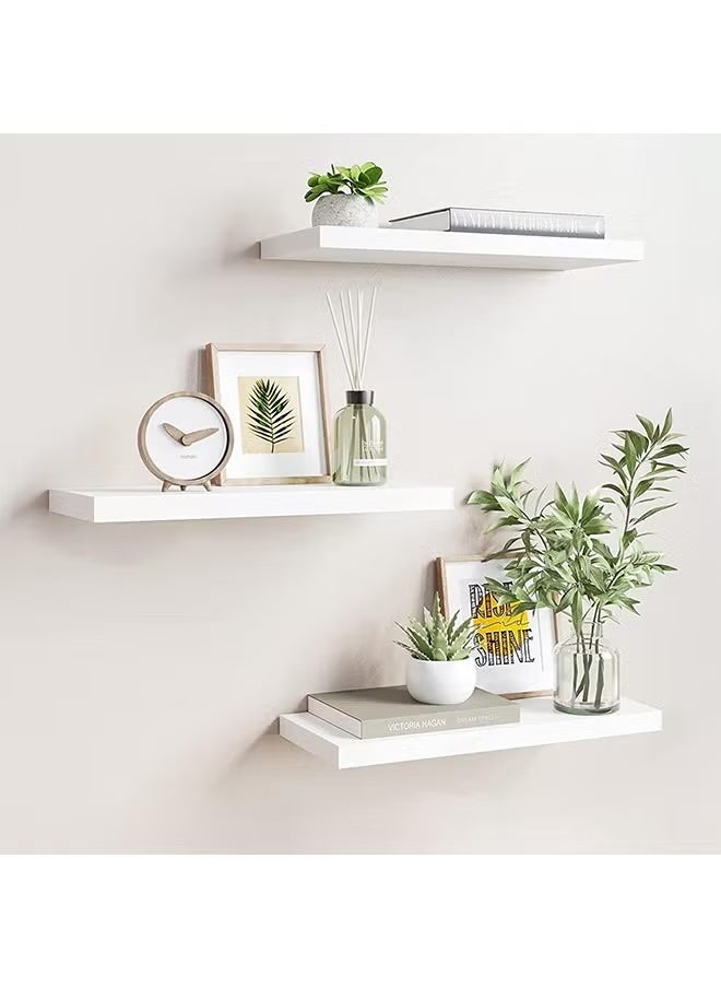 White Three-Layer Floating Shelves, Decorative Wall Shelves, Bathroom Hanging Set, Kitchen Living Room/Kitchen/Bedroom Storage