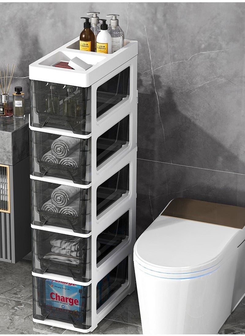 5 Layers Drawer Plastic Multi-Purpose Storage Cabinet With Wheel Storage Drawers for Closets Bedroom Nursery Room Hallway Bathroom