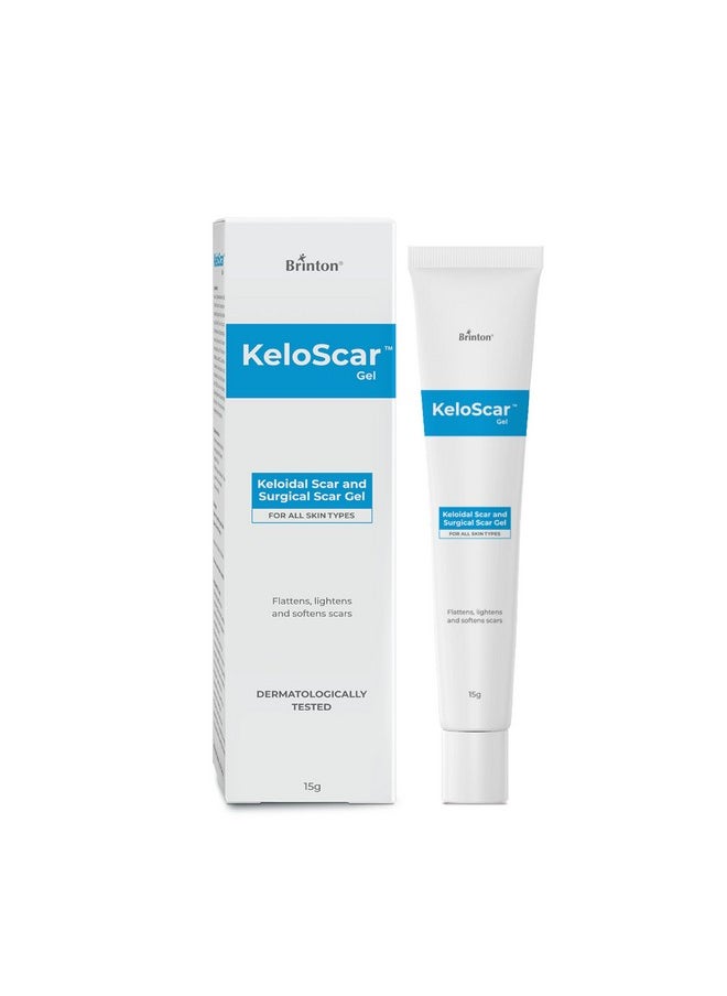 Keloscar Gel, Surgical Scar Gel For All Skin Types, Lightens & Softens Scars, Dermatologically Tested, Protects, Retains Moisture, Stimulates Skin Regeneration, 15 G