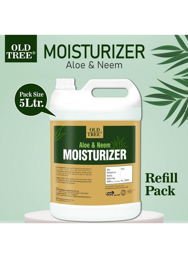 Neem & Aloe Vera Moisturizer 5L - Refill Moisturizer Kit For Hotel Amenities, Guest House, Hospital, Marriage Hall - Skin Lotion For Dry Skin And Promote Moisturizing