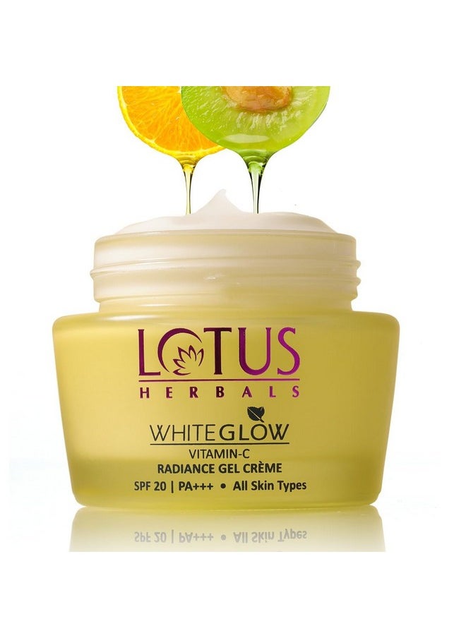 Whiteglow Vitamin C Gel Crème | Reduces Dark Spots | Unique Gel + Crème Formula | 100X More Vitamin C | Boosts Radiance | Spf 20 Pa+++ | Paraben-Free | 50G