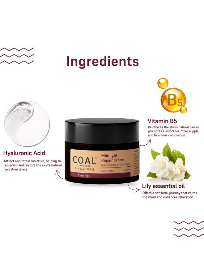 Midnight Repair Cream With Hyaluronic Acid & Lily Oil | Repairs & Renews Skin | Women | All Skin Types | 30G