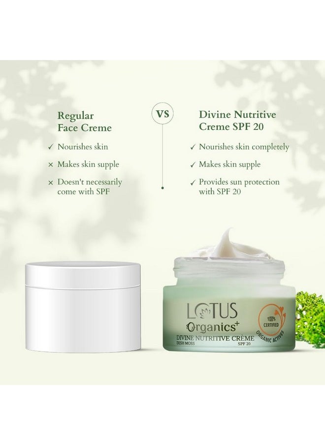 Divine Nutritive Cream | For Skin Repairing & Nourishment | Spf 20 Moisturiser | Sulphate & Paraben Free | All Skin Types | 50G