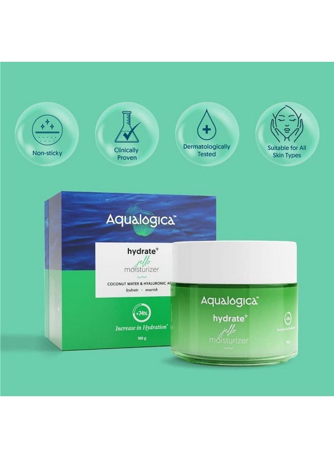 Hydrate+ Gel Moisturizer With Coconut Water & Hyaluronic Acid For Day & Night For Men & Women - For Normal, Dry & Combination Skin -100G