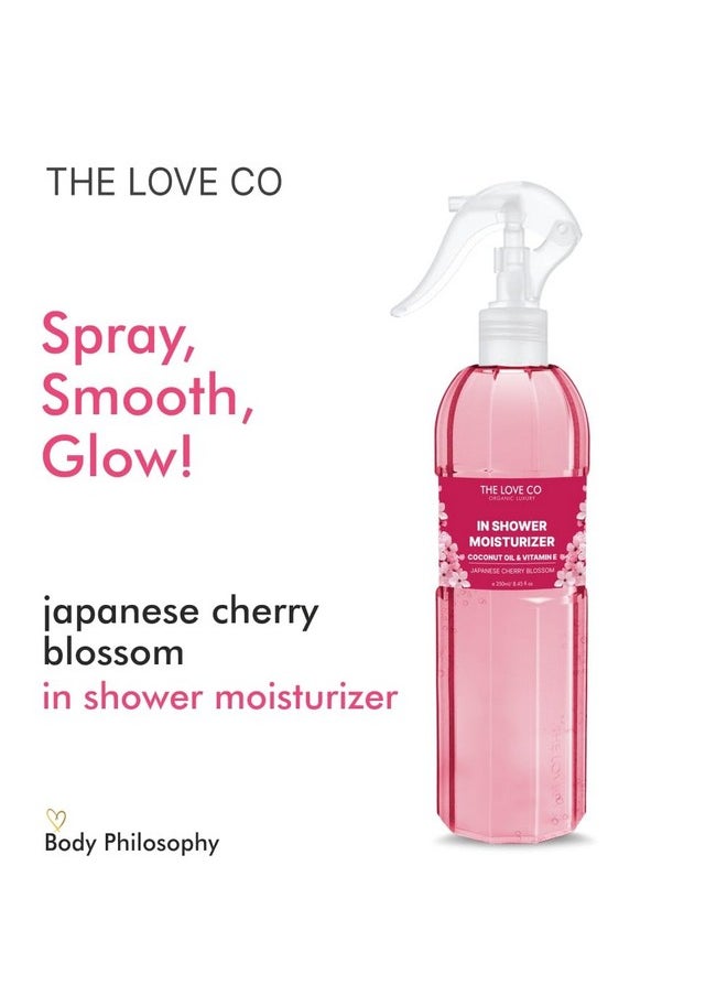 The Love Co Japanese Cherry Blossom In-Shower Body Moisturizer | Coconut Oil & Shea Oil | For All Skin Types | Hydrates & Plumps | Reduces Dryness & Kp Bumps | Non-Greasy | 250 Ml