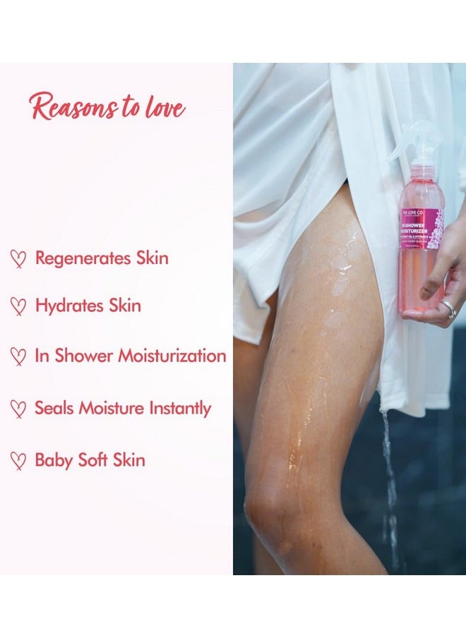 The Love Co Japanese Cherry Blossom In-Shower Body Moisturizer | Coconut Oil & Shea Oil | For All Skin Types | Hydrates & Plumps | Reduces Dryness & Kp Bumps | Non-Greasy | 250 Ml