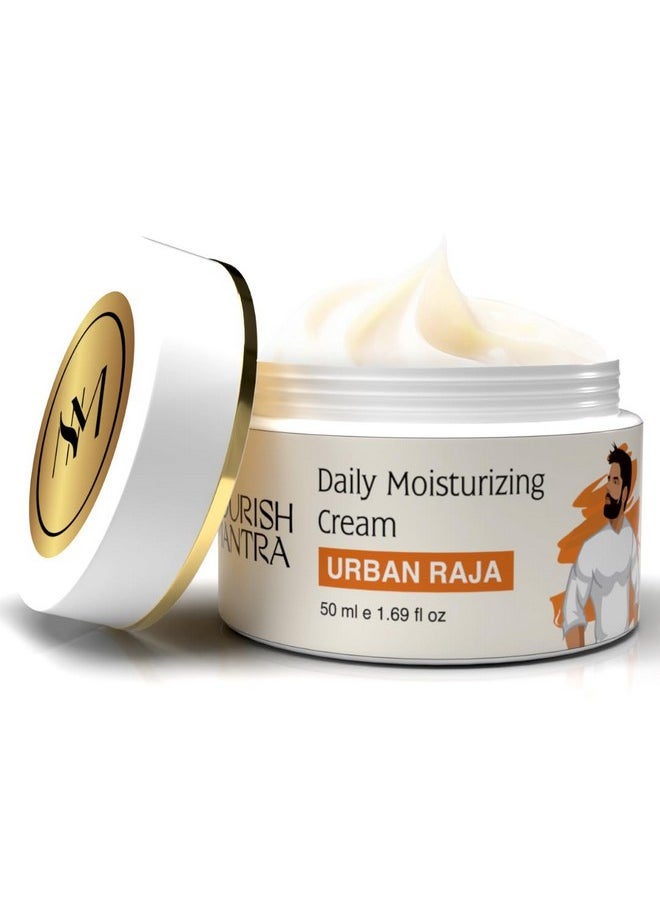 Urban Raja Daily Moisturizing Cream | Face Moisturizer For Dry Skin & Pore Minimizing | Enriched With Hyaluronic Acid & Niacinamide | Suits All Skin Types | For Men | 50 Ml