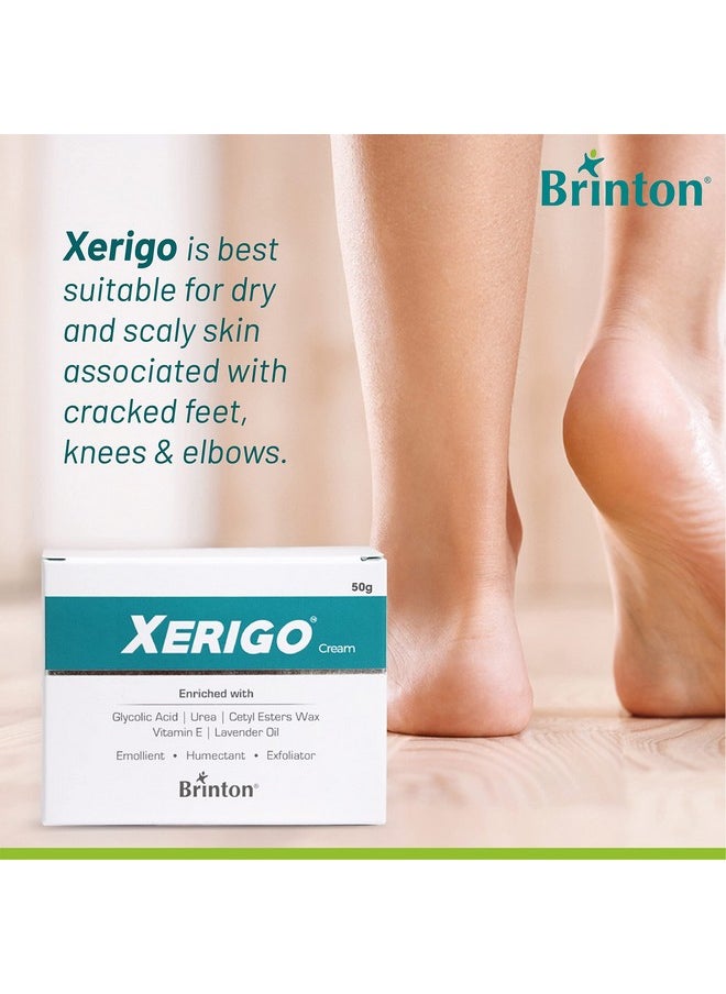 Xerigo Intense Skin Moisturizing Cream With Exfoliating Ingredients For Cracked Feet, Elbow & Knees, Prevents Moisture Loss, Non-Greasy ,50Gm