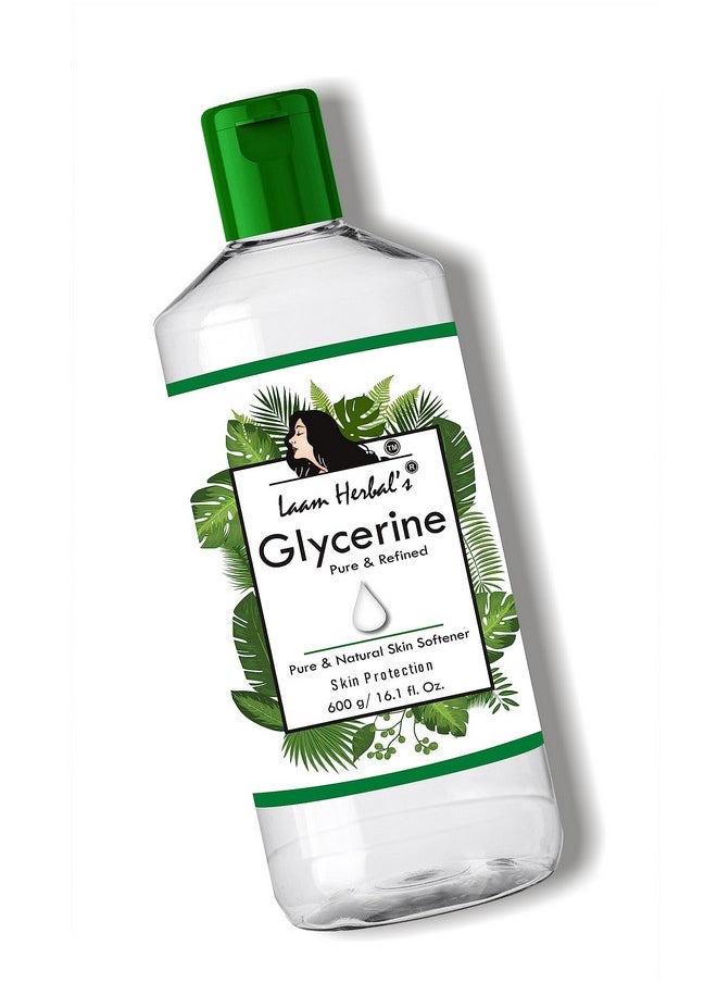 Glycerine Pure & Refined Liquid, Multi-Purpose Vegetable Glycerine, Used For Chaffing, Moisturizing, Uneven Skin Tone, Dryness, Dark Spot, Wrinkles, Aging, Natural, Soft & Glowing Skin- 600 Gram