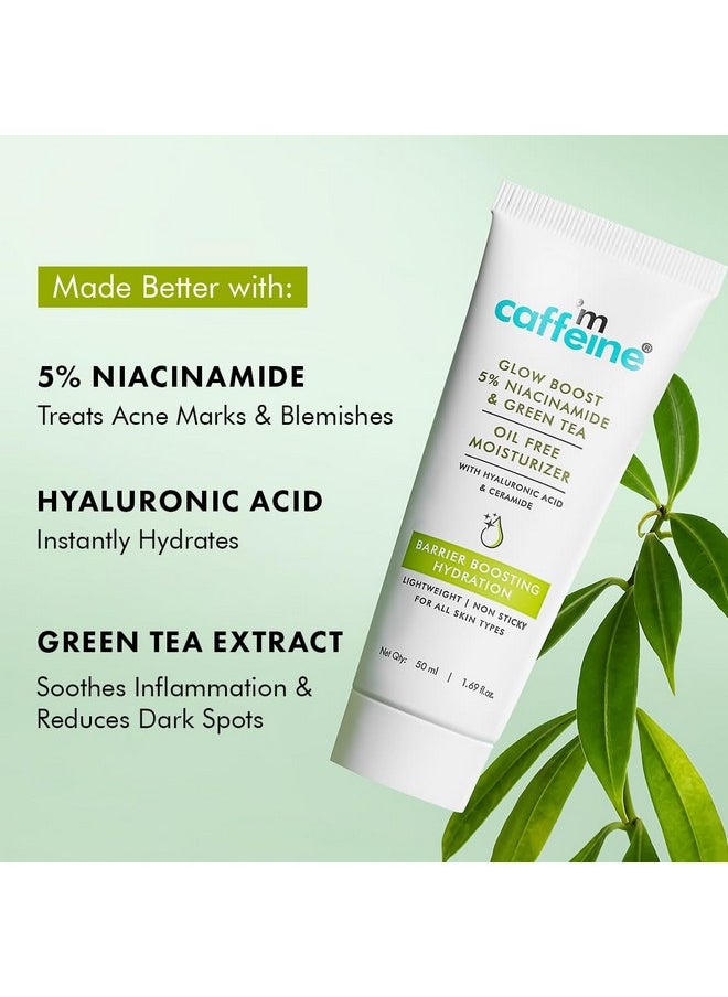 Glow Boost 5% Niacinamide & Green Tea Oil Free Moisturizer | Brightens & Even-Tones | 72Hrs Moisturization | Reduces Acne Marks & Blemishes | Lightweight Moisturizer For All Skin Types -50Ml