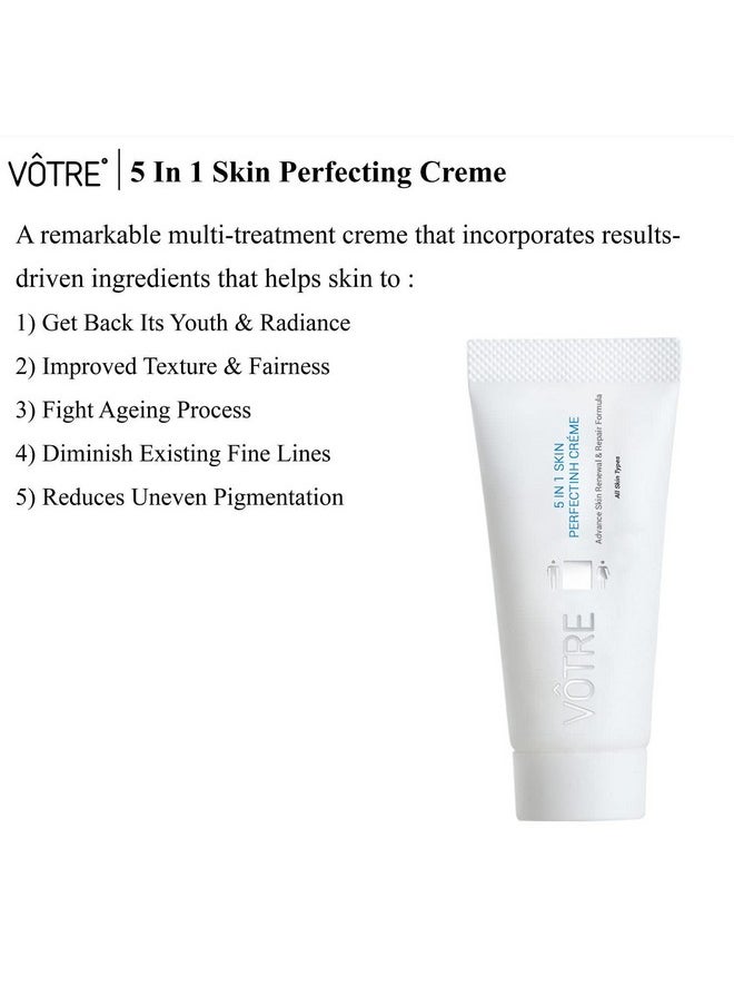 100% Natural, Vegan Certified 5 In 1 Skin Perfecting Advance Night Creme, Lightning & Brightening, Hydrating,Anti Wrinkle, 30 G