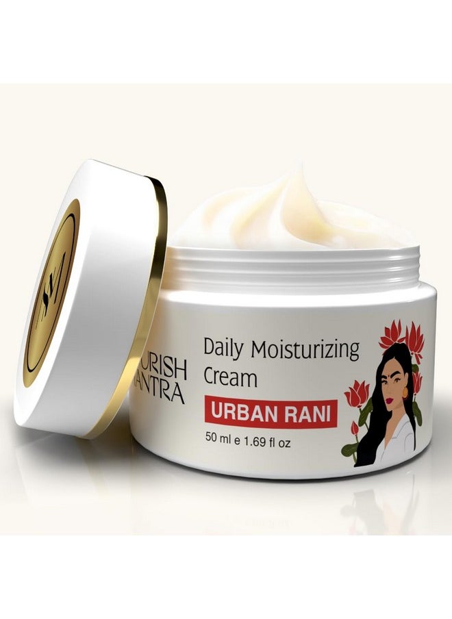 Urban Rani Daily Moisturizing Cream/With Hyaluronic Acid, Niacinamide & Sea Buckthorn/For All Skin Types/Hydrates, Nourishes & Improves Skin Texture 50Ml