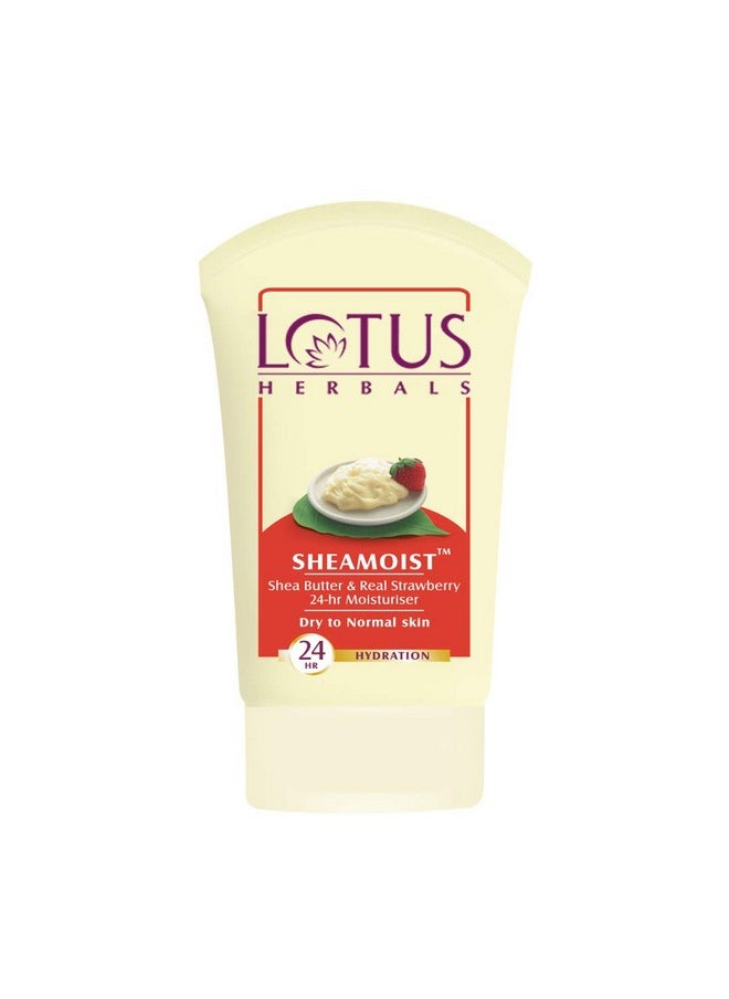 Lotus Herbal Sheamoist Shea Butter And Real Strawberry 24 Hour Moisturiser, 120G