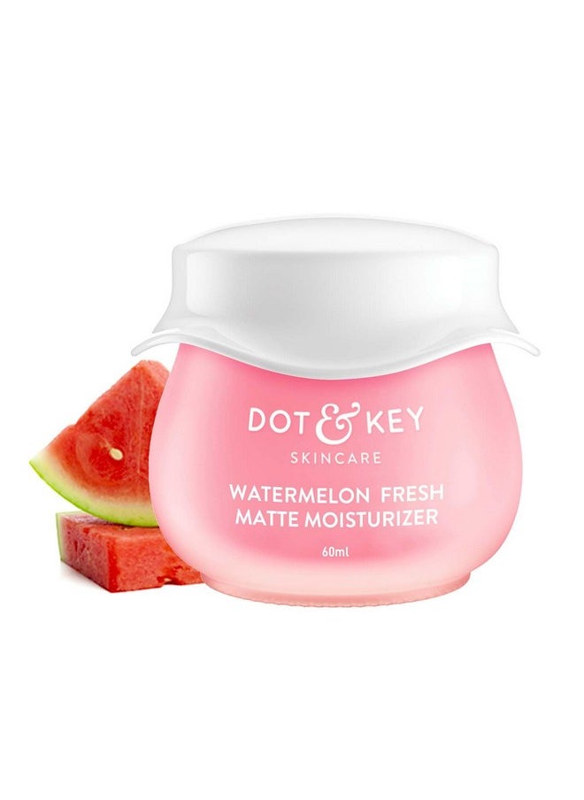 Watermelon Superglow Matte Oil Free Moisturizer For Face With Watermelon Extracts | Lightweight Gel, Controls Excess Oil, Hydrates & Plumps Skin, With Glycolic Acid For Oily Skin | 60Ml