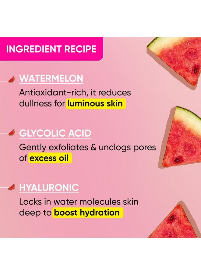 Watermelon Superglow Matte Oil Free Moisturizer For Face With Watermelon Extracts | Lightweight Gel, Controls Excess Oil, Hydrates & Plumps Skin, With Glycolic Acid For Oily Skin | 60Ml