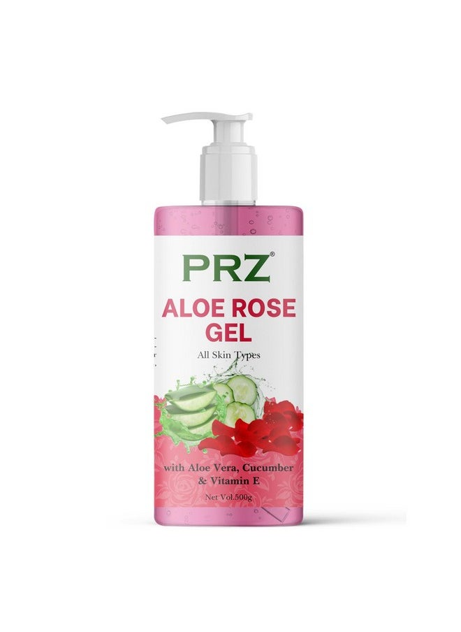 100% Pure & Natural Aloe Rose Gel With Aloe Vera, Rose & Vitamin E For Skin, 500G