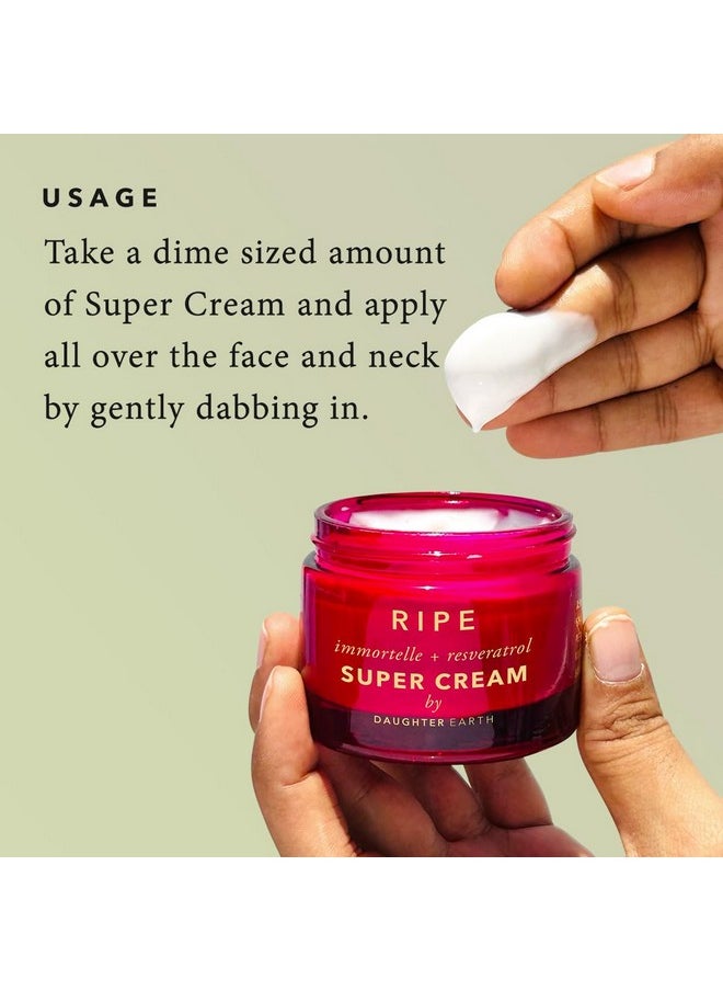 Ripe Super Cream Moisturiser Immortelle + Resveratrol For Menopause Hormonal Skin & Estrogen Free With Peptides, Ceramides & Red Clover | Targets Firmness, Lines & Wrinkles - 50 Ml