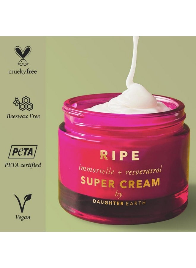 Ripe Super Cream Moisturiser Immortelle + Resveratrol For Menopause Hormonal Skin & Estrogen Free With Peptides, Ceramides & Red Clover | Targets Firmness, Lines & Wrinkles - 50 Ml