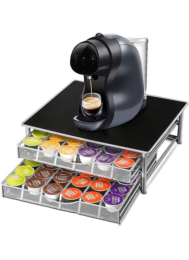 Coffee Pod Holder, 72 Dolce Gusto Pod Holders, Coffee Capsules Storage Drawer with Coffee Machine Stand & Non - Slip Feet