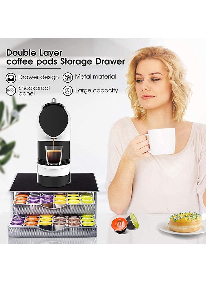 Coffee Pod Holder, 72 Dolce Gusto Pod Holders, Coffee Capsules Storage Drawer with Coffee Machine Stand & Non - Slip Feet