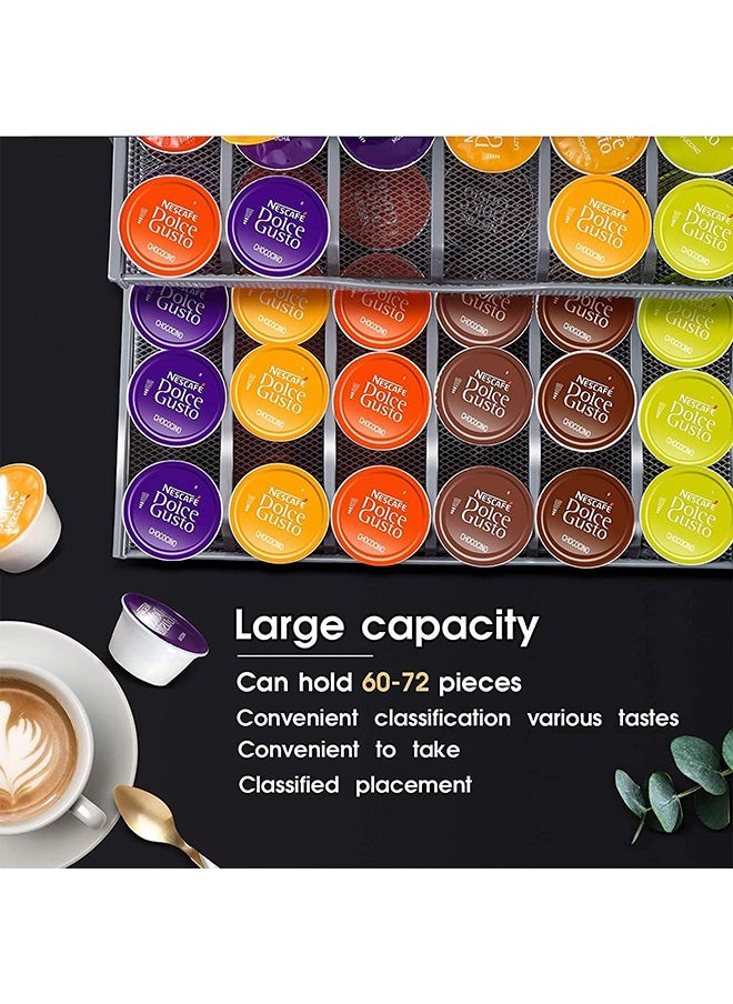 Coffee Pod Holder, 72 Dolce Gusto Pod Holders, Coffee Capsules Storage Drawer with Coffee Machine Stand & Non - Slip Feet