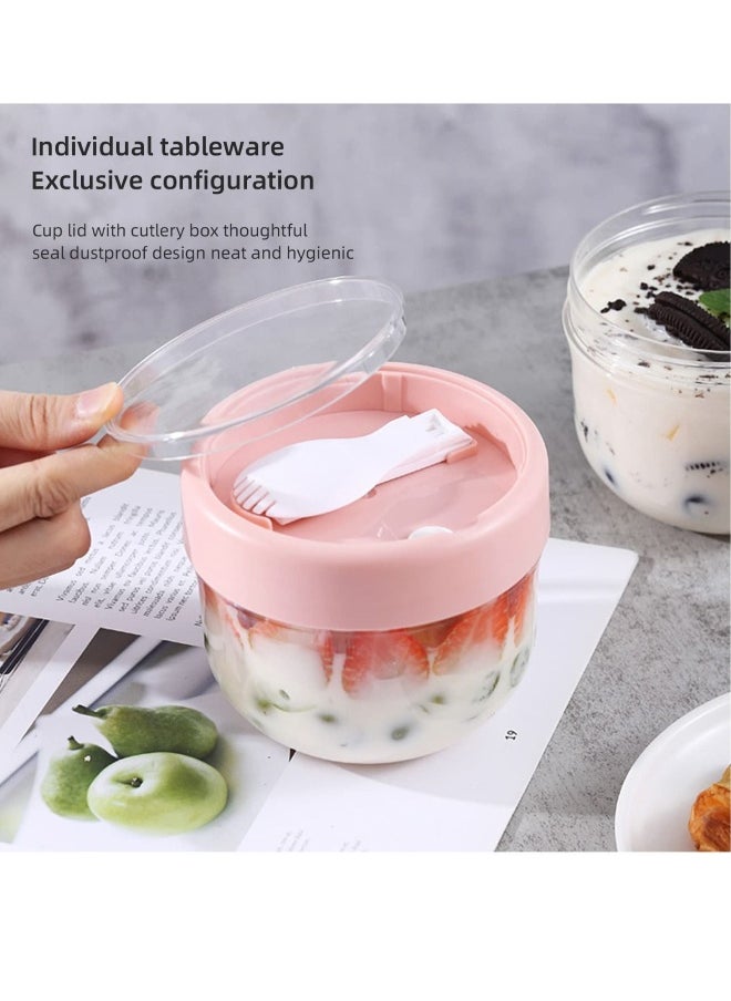 2 Portable 20oz Jars with Lids and Spoons Enjoy Fresh and Healthy Meals On The Go with Our Leak Proof Container Set for Yogurt Oatmeal Snacks