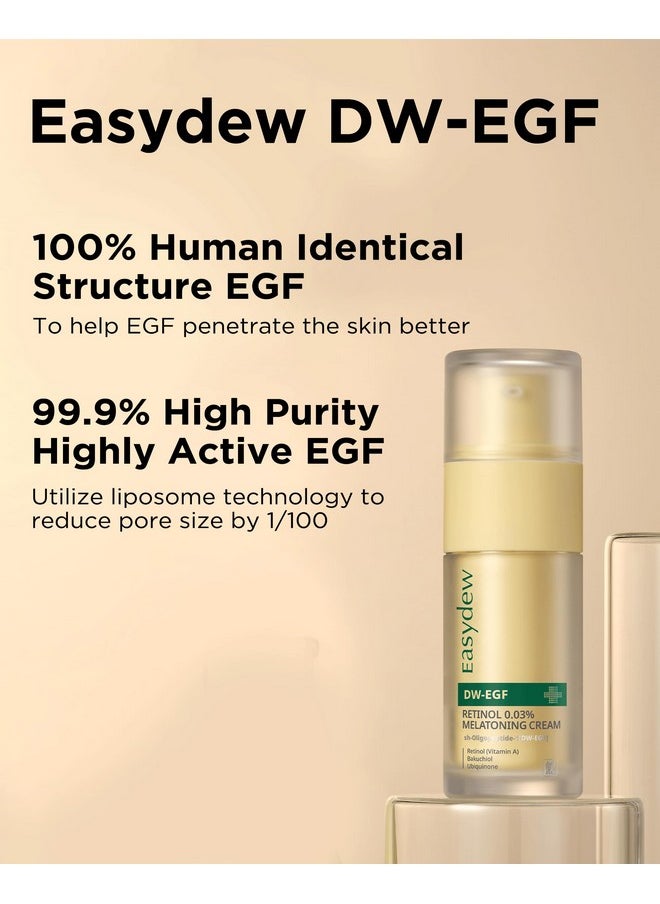 Dw-Egf Peptide Retinol 0.03% Cream - Beginner Retinol Night Cream For Hypoallergenic Skin Care - Firm Skin, Wrinkle Improvement - Korean Daily Anti Aging Face & Neck Treatment, 1.01Fl. Oz.