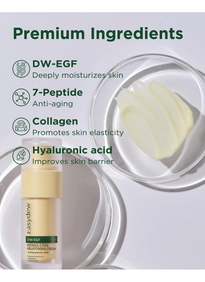 Dw-Egf Peptide Retinol 0.03% Cream - Beginner Retinol Night Cream For Hypoallergenic Skin Care - Firm Skin, Wrinkle Improvement - Korean Daily Anti Aging Face & Neck Treatment, 1.01Fl. Oz.