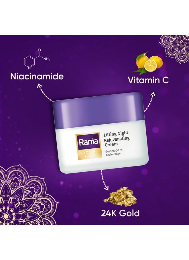 Night Cream With Vitamin C, 24K Gold, Niacinamide|Non-Oily Anti Ageing Moisturizer| Suitable For All Skin Types | Repairs Dry Skin Overnight, 45G