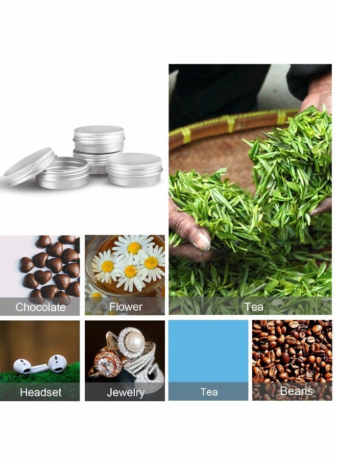 Round Aluminum Metal Tin Storage, 24 Pcs Jar Containers with Secure Screw Top Lids