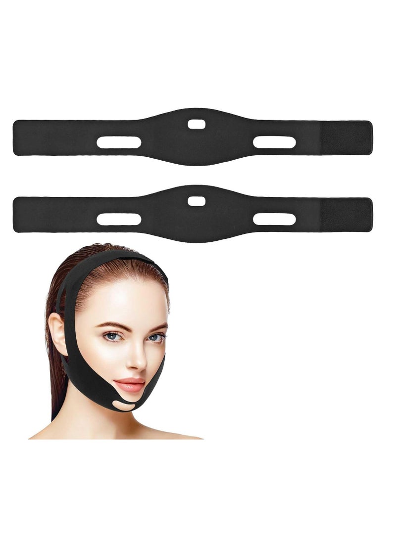 2 Pcs V-Line Mask with Chin Strap, Breathable and Comfortable Adjustable V-Line Mask for Women, Men, Face Lift Prevent Sagging, Jaw Exerciser