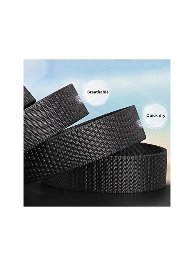 5 Pack Nylon Belts for Men with Webbing Canvas Outdoor Webbing with Plastic Buckle for Men's Father Boys Birthday Gifts (Black, Khaki, Army Green, Navy Blue, Grey)