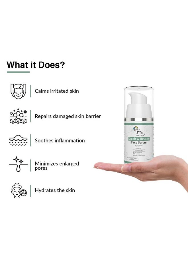 5% Cica Extract Repair & Restore Face Serum For Sensitive Skin | Aloevera Face Serum | Cica Glow Face Serum With Omega Plus | Face Serum For Men & Women - 15G