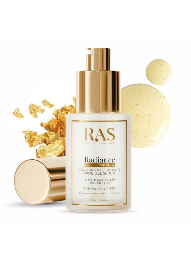 Radiance 24K Gold Brightening 8 In 1 Face Gel Serum Hydrates Skin, Infused With Hyaluronic Acid, Saffron, Manjistha & Rosehip 35 Ml