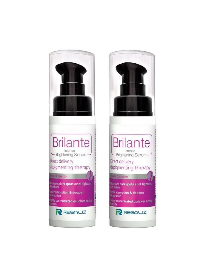 Brilante Intense Brightening Serum | Advanced Dark Spot & Hyperpigmentation Treatment | Evens Skin Tone, Reduces Acne Scars | 30Ml -Pack Of 2