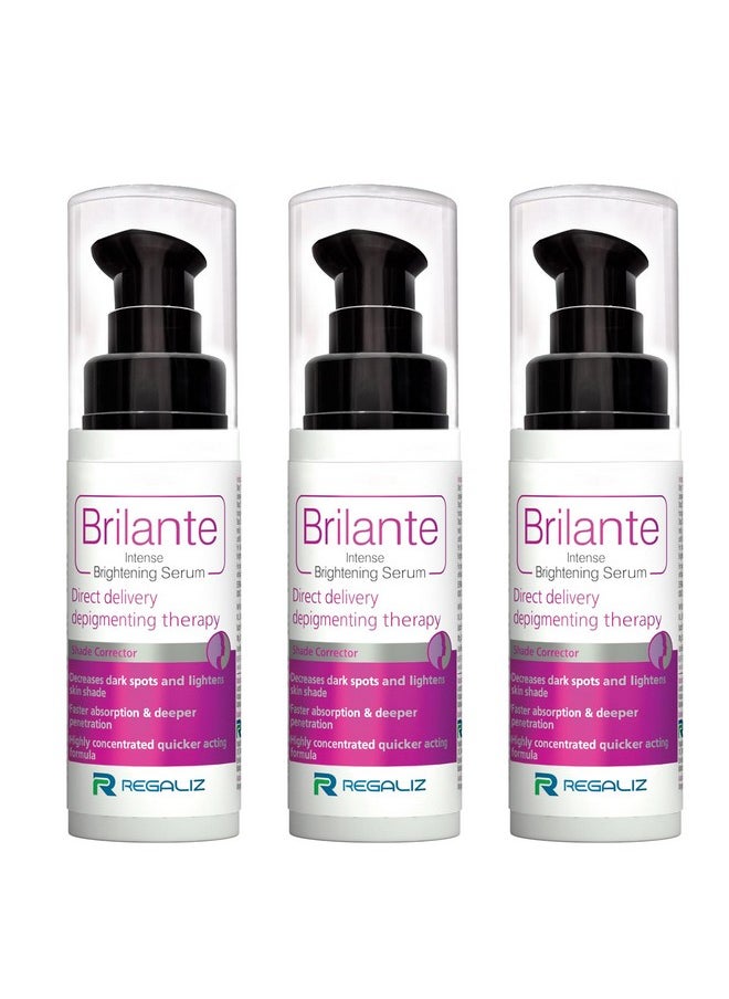 Brilante Intense Brightening Serum | Advanced Dark Spot & Hyperpigmentation Treatment | Evens Skin Tone, Reduces Acne Scars | 30Ml -Pack Of 3