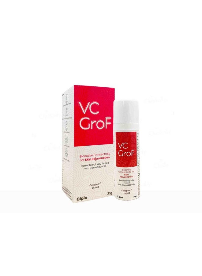 Vc Grof Cellglow Liquid Vitamin C Serum | Reduces Pigmentation & Blemishes | Curtails Signs Of Ageing | Skin Hydration Boost - 30G