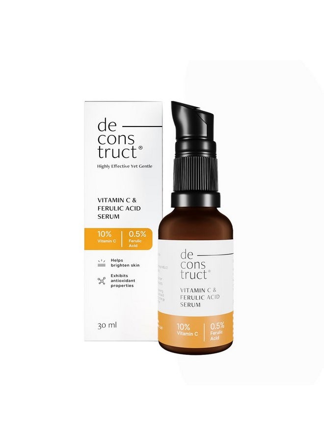 10% Non-Irritating Vitamin C Face Serum For Glowing Skin|10% Vitamin C + 0.5% Ferulic Acid|Water Based Serum|Highly Stable Vitamin C Face Serum For Women And Men|Beginner Friendly|30 Ml